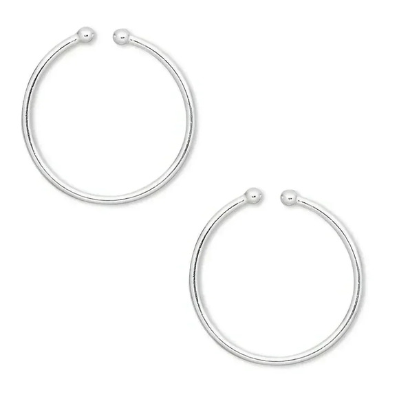 Clip On Hoop Earrings Silver Plated Sleek Pierced Look 20mm Diameter Dangle - Picture 1 of 1